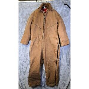 Walls Blizzard Pruf Coveralls Brown Large 42-44 Short Quilted Insulated Pockets